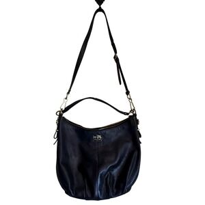 Coach Black Leather Crossbody Hobo Shoulder Bag Designer Purse Handbag